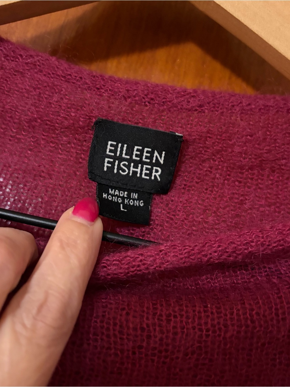 Eileen Fisher Kid Mohair Boxy Sweater Roll Neck Berry Red - Picture 4 of 12